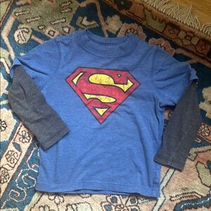 Superman Kids Long Sleeve Shirt - Blue and Gray